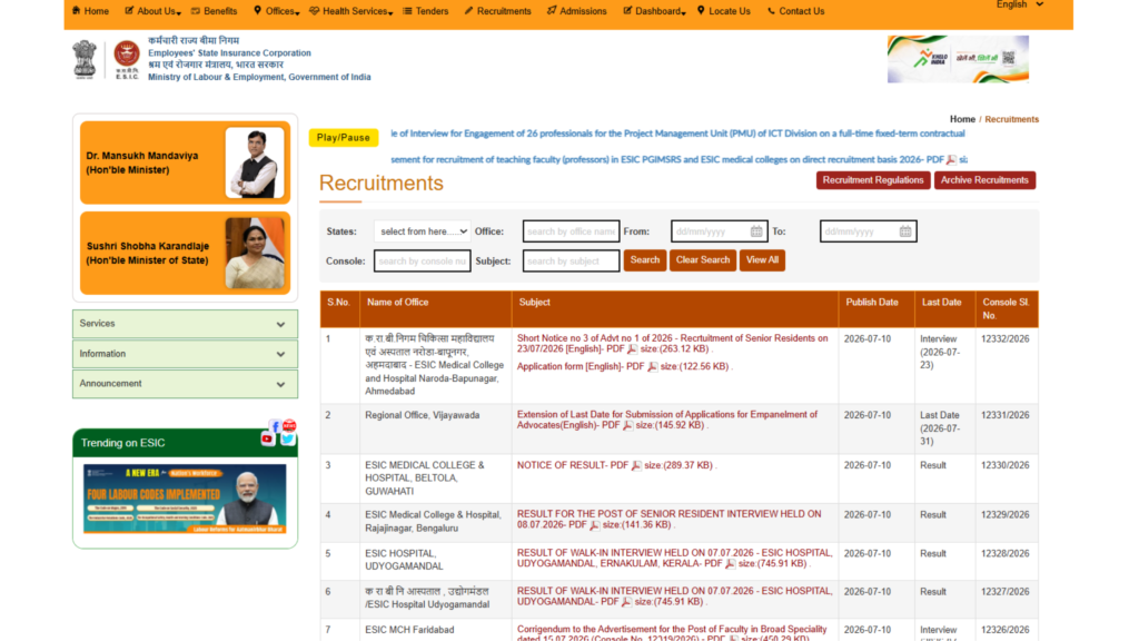 ESIC Staff Nurse Recruitment 2026